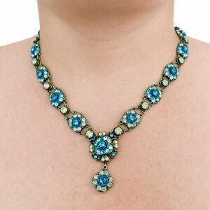 Vintage Michal Negrin Floral Crystal Statement Necklace